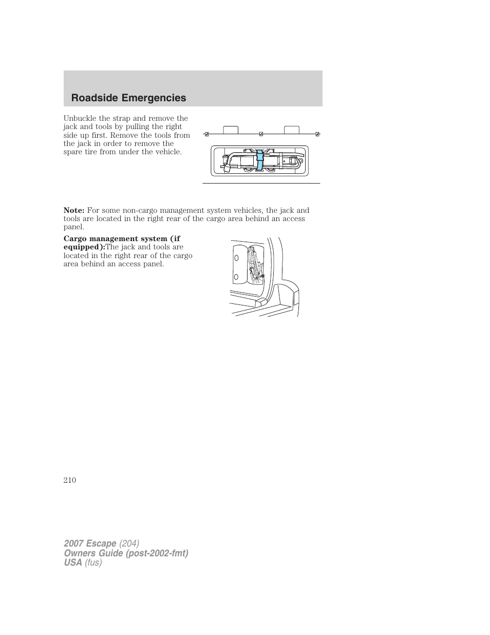 Roadside emergencies | FORD 2007 Escape v.1 User Manual | Page 210 / 288