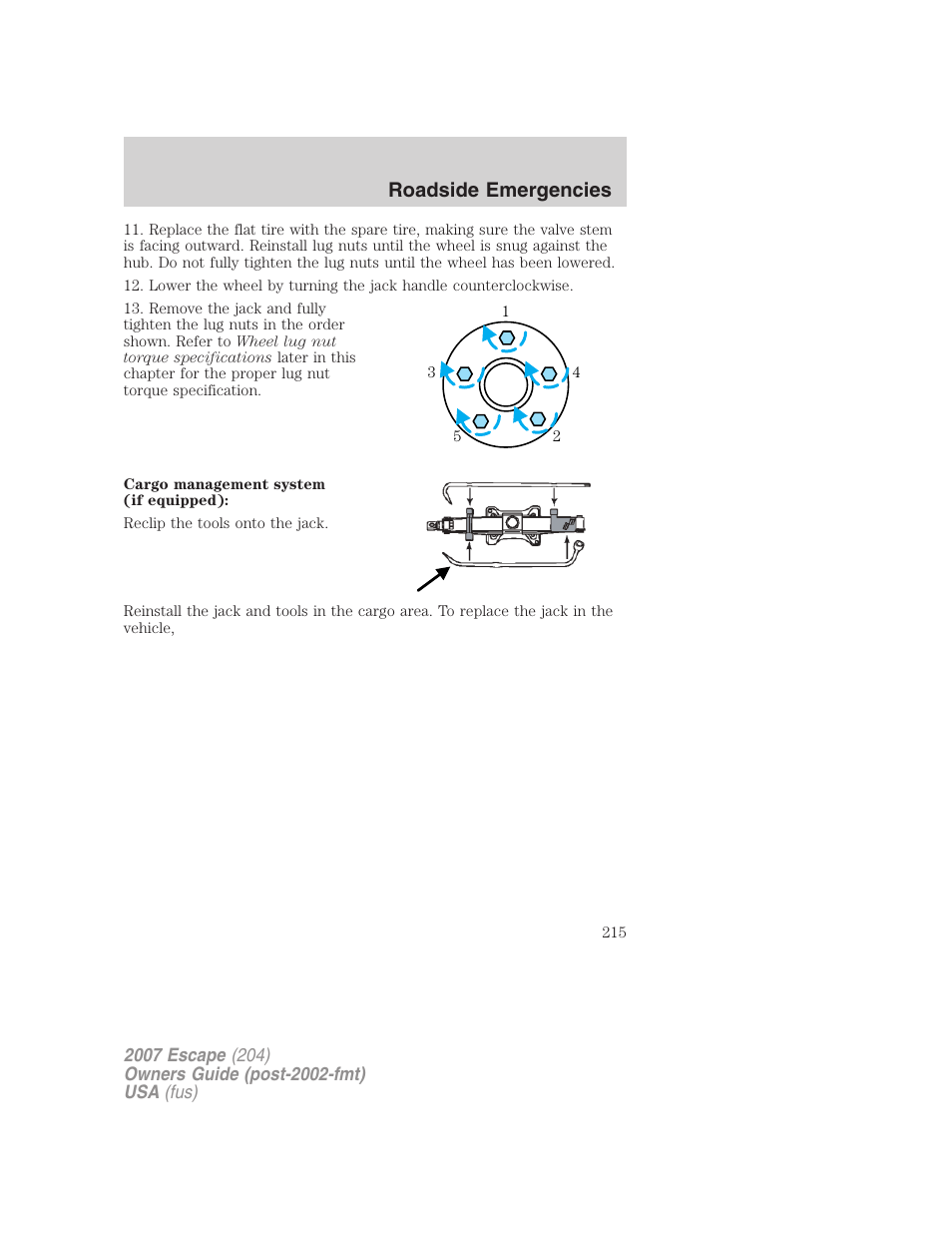 Roadside emergencies | FORD 2007 Escape v.1 User Manual | Page 215 / 288
