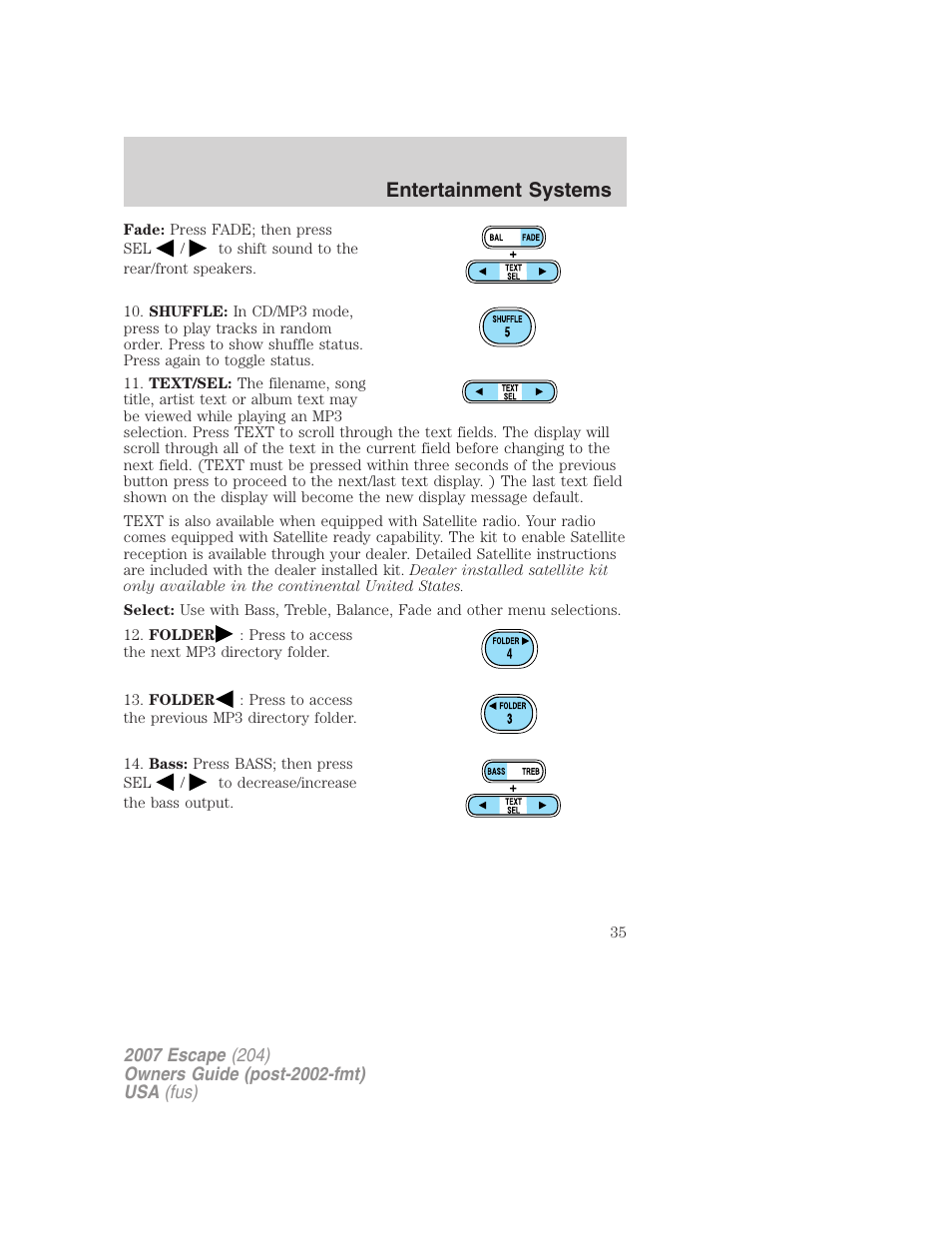 Entertainment systems | FORD 2007 Escape v.1 User Manual | Page 35 / 288