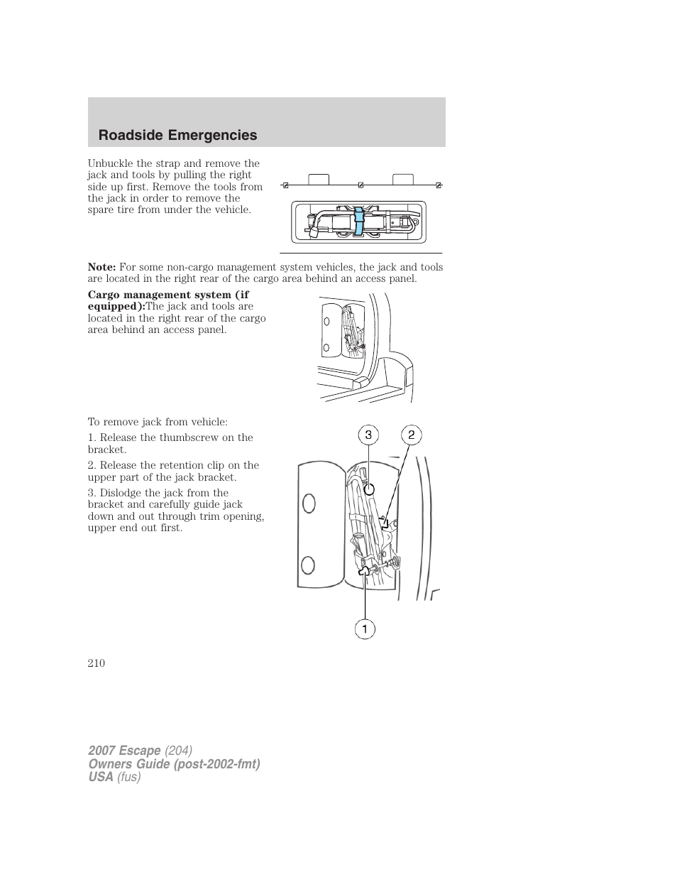 Roadside emergencies | FORD 2007 Escape v.2 User Manual | Page 210 / 288