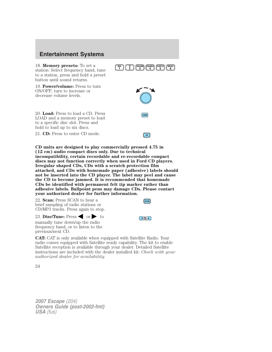 Entertainment systems | FORD 2007 Escape v.2 User Manual | Page 24 / 288