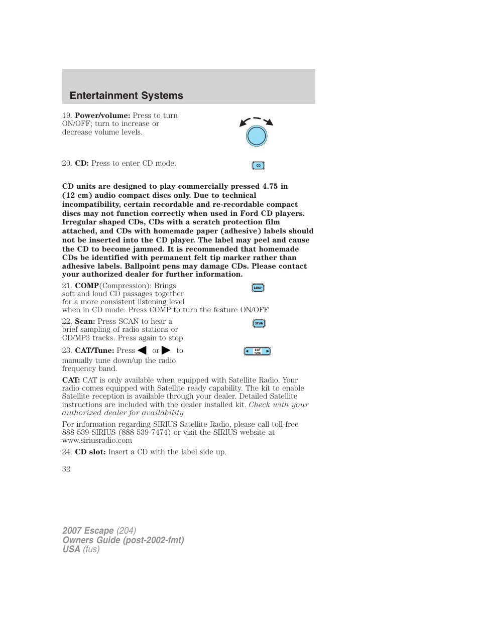 Entertainment systems | FORD 2007 Escape v.2 User Manual | Page 32 / 288