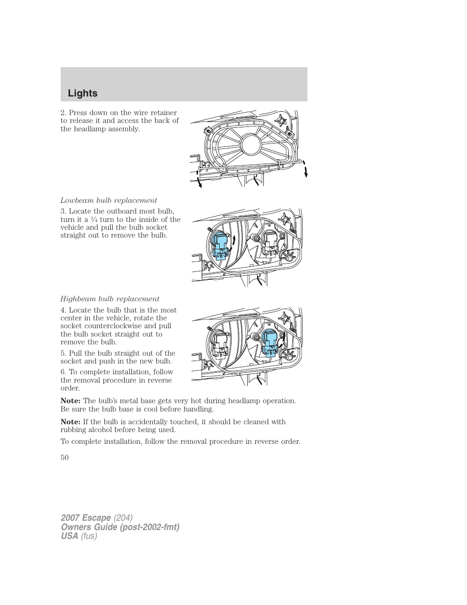 Lights | FORD 2007 Escape v.2 User Manual | Page 50 / 288