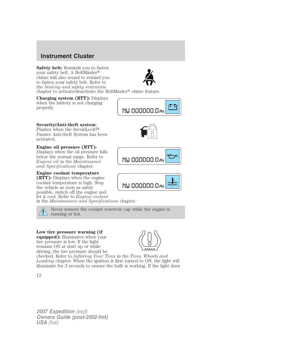 Instrument cluster | FORD 2007 Expedition v.1 User Manual | Page 12 / 328