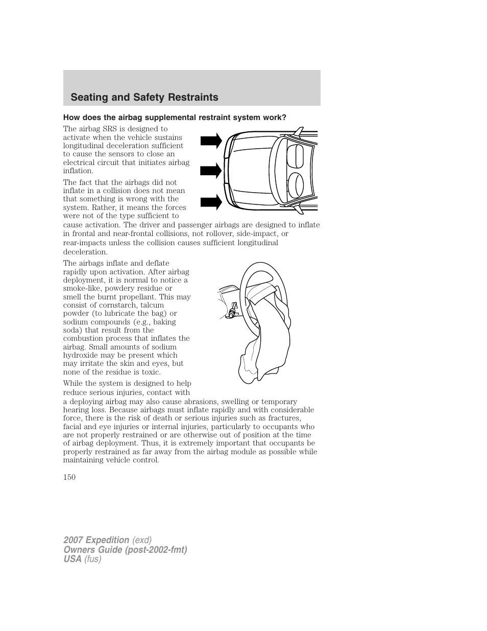 Seating and safety restraints | FORD 2007 Expedition v.1 User Manual | Page 150 / 328