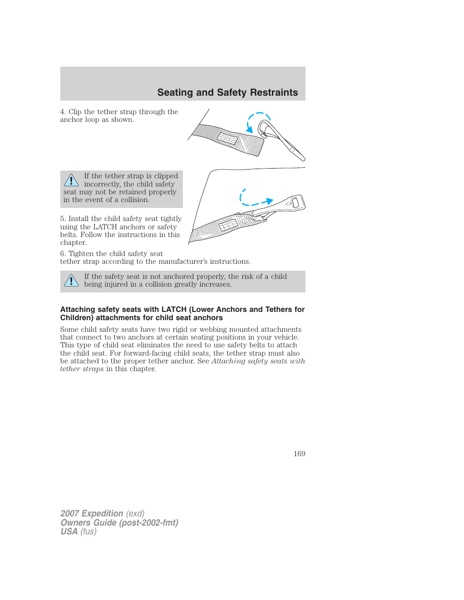 Seating and safety restraints | FORD 2007 Expedition v.1 User Manual | Page 169 / 328