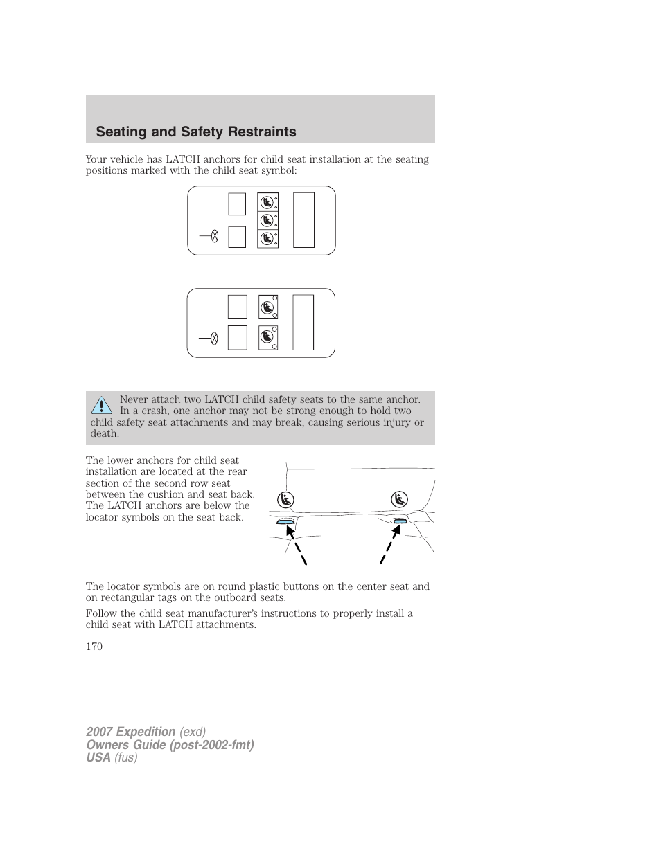 Seating and safety restraints | FORD 2007 Expedition v.1 User Manual | Page 170 / 328