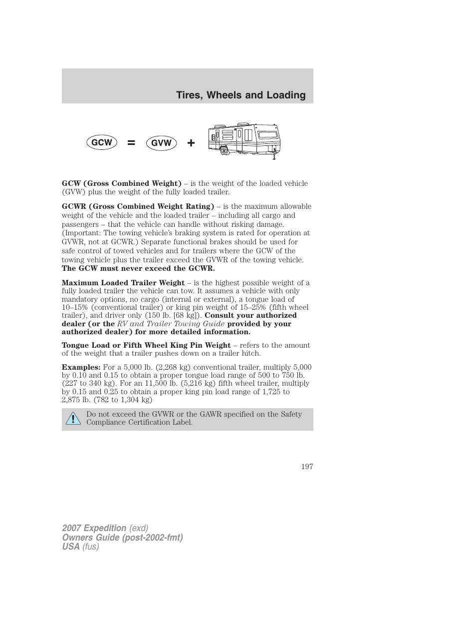 Tires, wheels and loading | FORD 2007 Expedition v.1 User Manual | Page 197 / 328