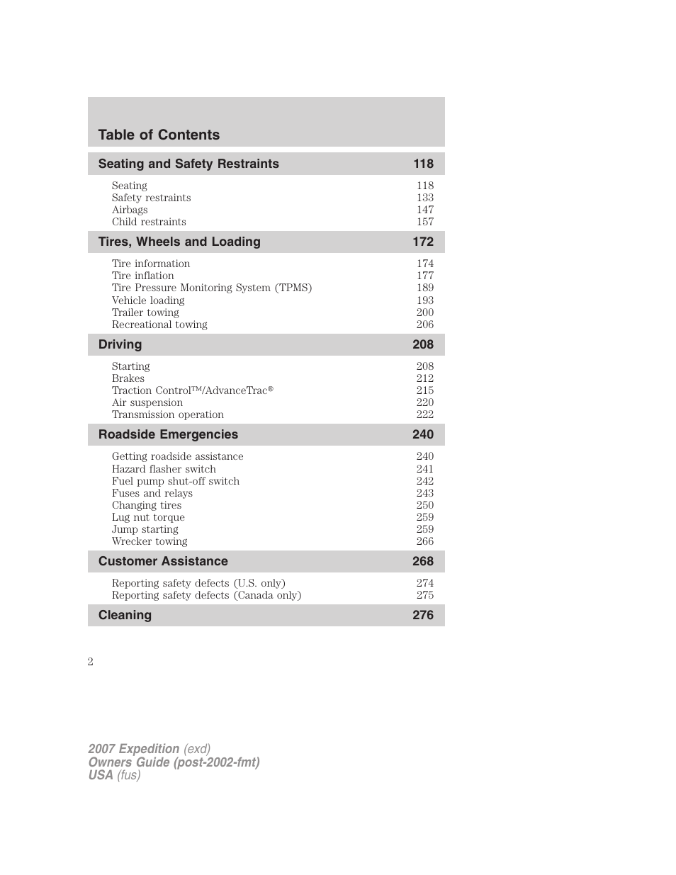FORD 2007 Expedition v.1 User Manual | Page 2 / 328