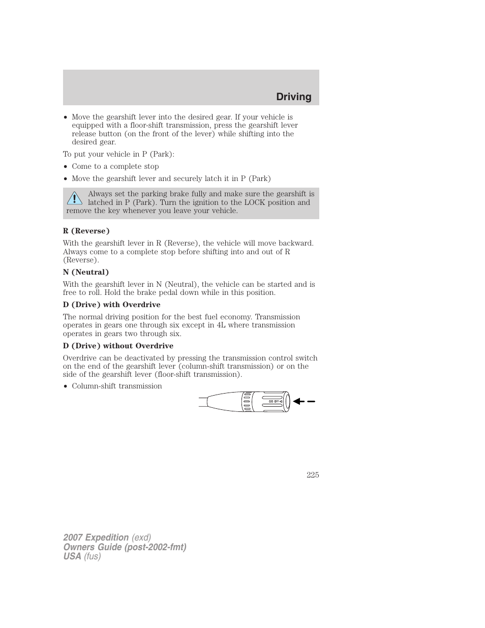 Driving | FORD 2007 Expedition v.1 User Manual | Page 225 / 328