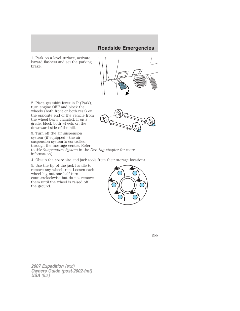 Roadside emergencies | FORD 2007 Expedition v.1 User Manual | Page 255 / 328