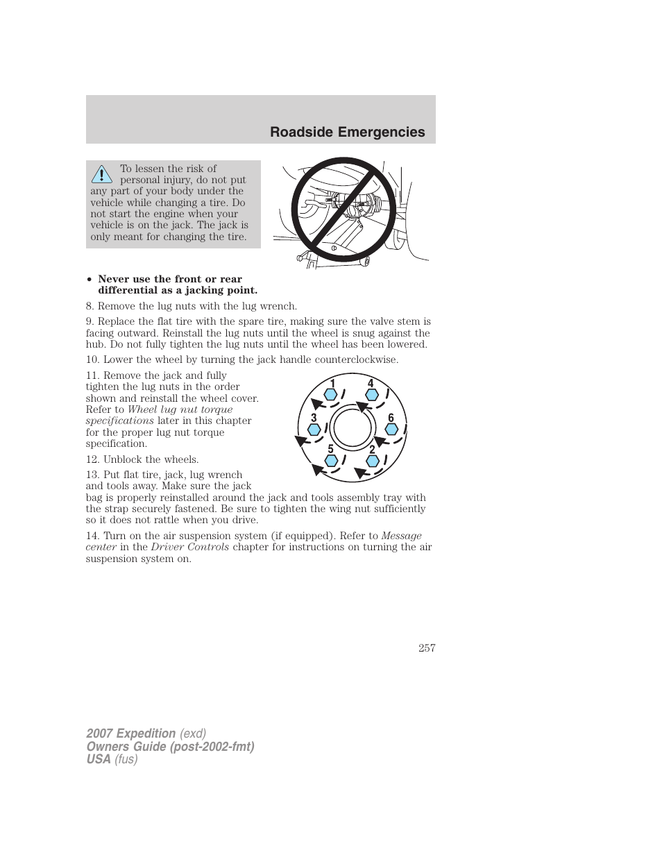 Roadside emergencies | FORD 2007 Expedition v.1 User Manual | Page 257 / 328