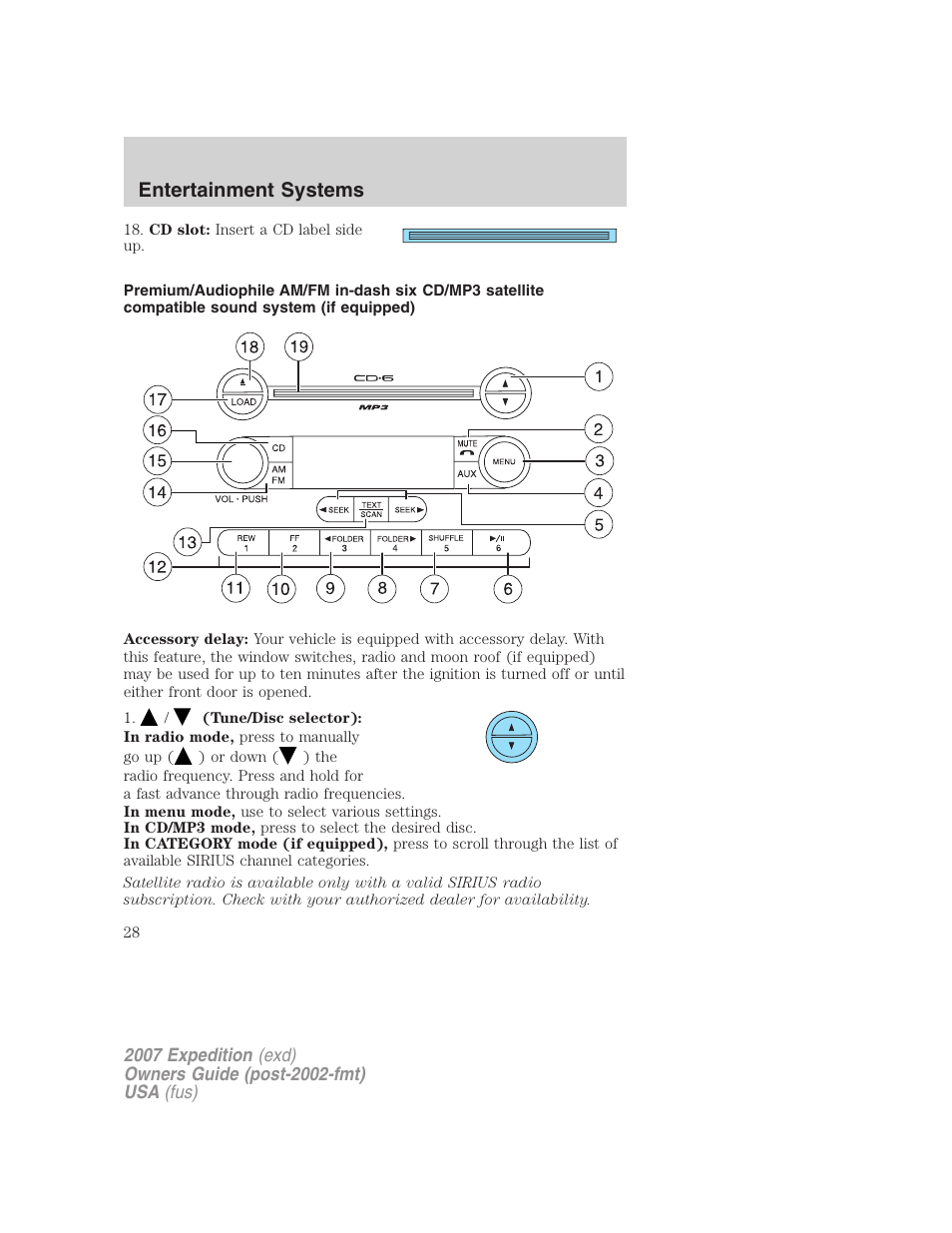 Am/fm stereo with in-dash six cd, Entertainment systems | FORD 2007 Expedition v.1 User Manual | Page 28 / 328