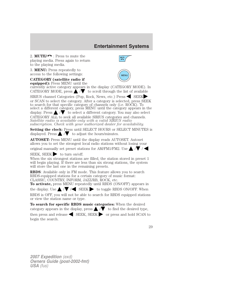 Entertainment systems | FORD 2007 Expedition v.1 User Manual | Page 29 / 328