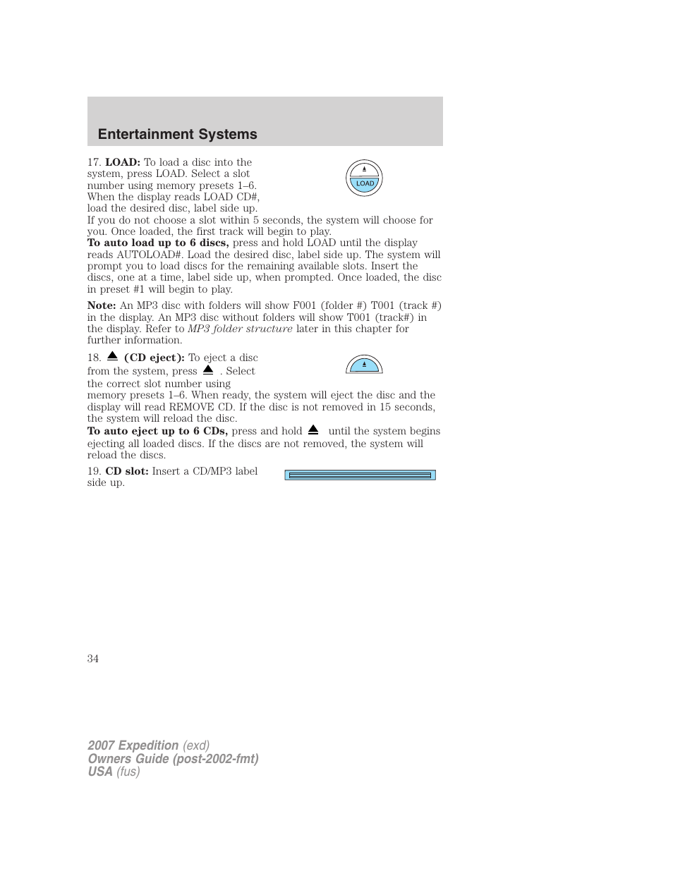 Entertainment systems | FORD 2007 Expedition v.1 User Manual | Page 34 / 328