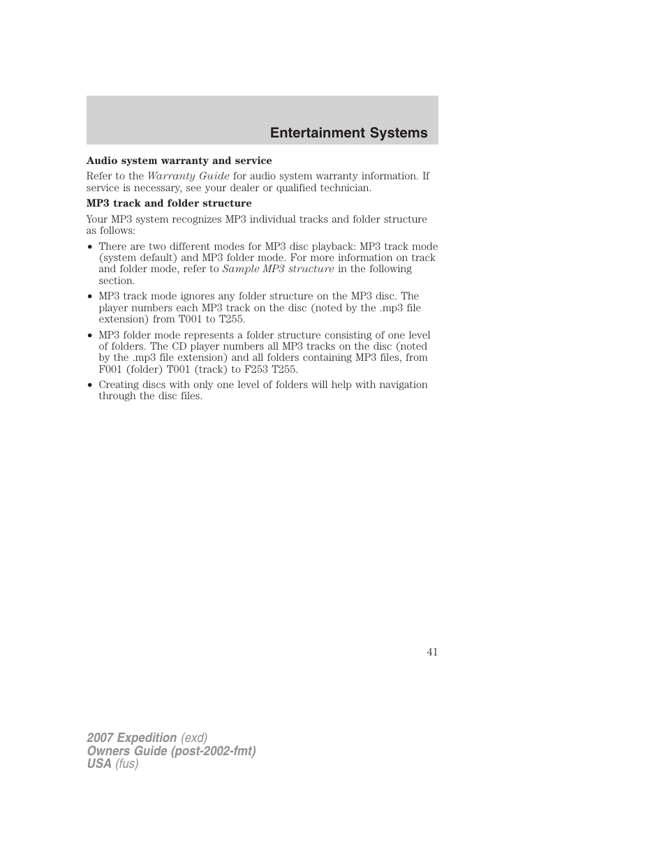 Entertainment systems | FORD 2007 Expedition v.1 User Manual | Page 41 / 328