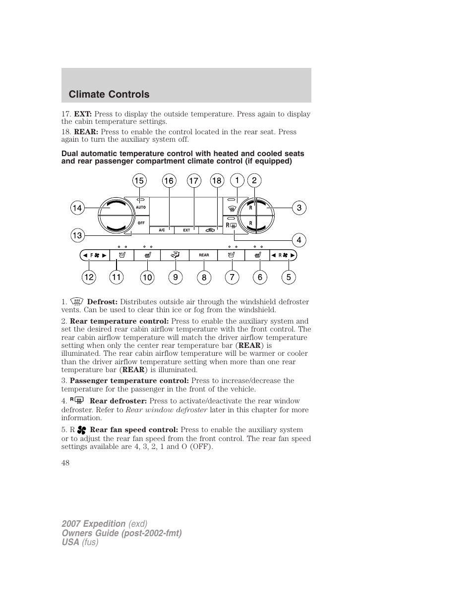 Climate controls | FORD 2007 Expedition v.1 User Manual | Page 48 / 328