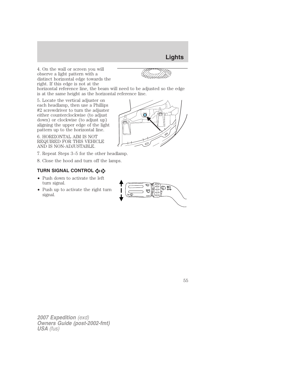 Turn signal control, Lights | FORD 2007 Expedition v.1 User Manual | Page 55 / 328