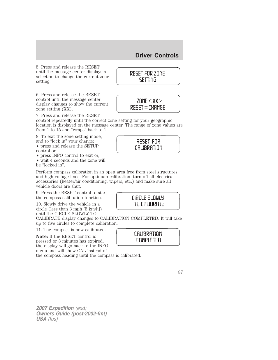 Driver controls | FORD 2007 Expedition v.1 User Manual | Page 87 / 328