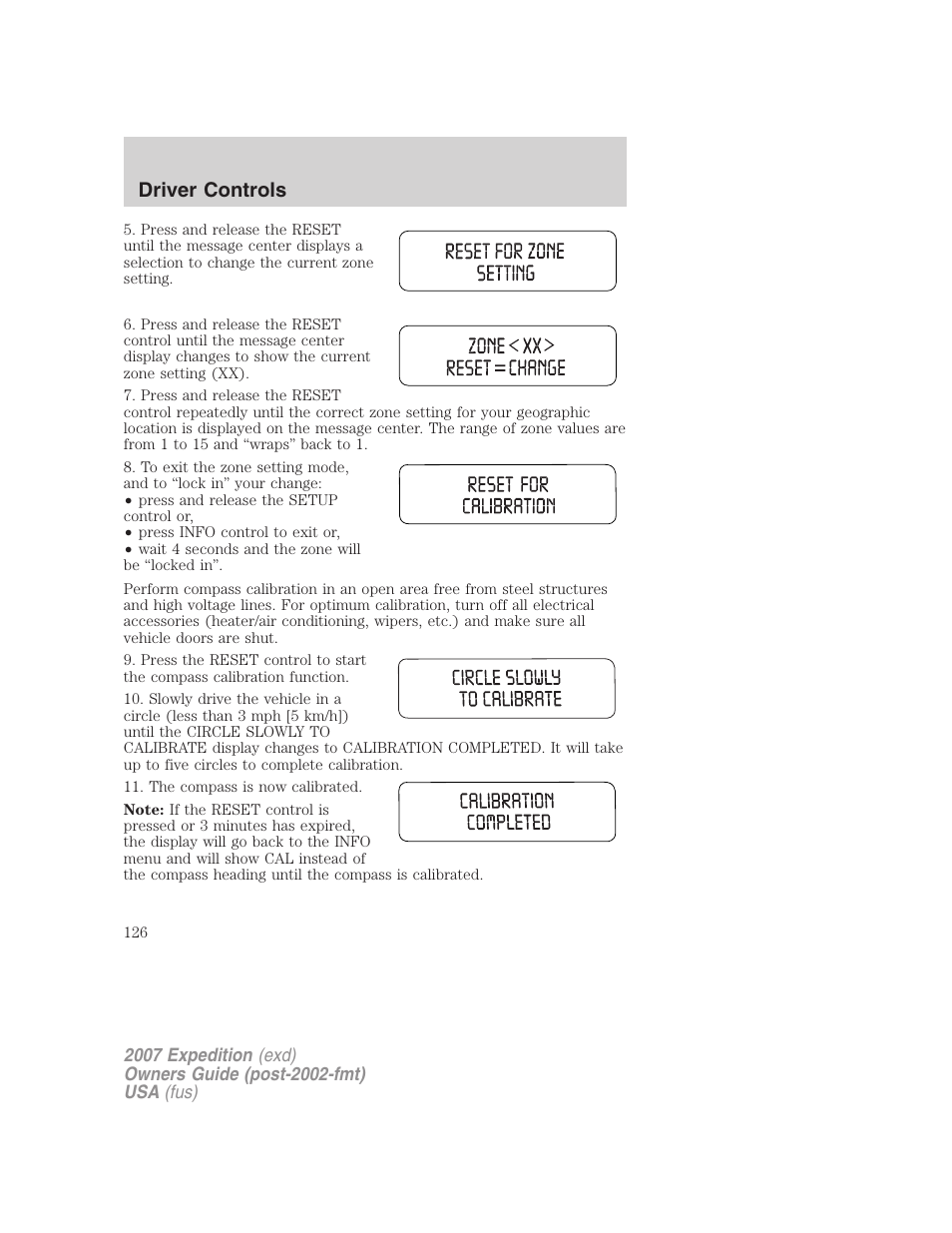 Driver controls | FORD 2007 Expedition v.2 User Manual | Page 126 / 376