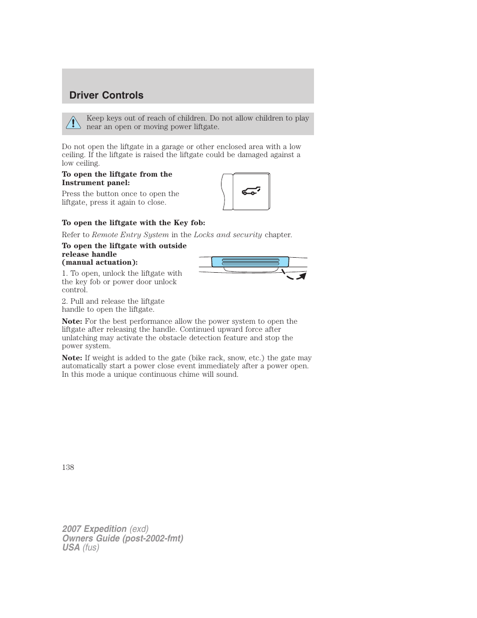 Driver controls | FORD 2007 Expedition v.2 User Manual | Page 138 / 376