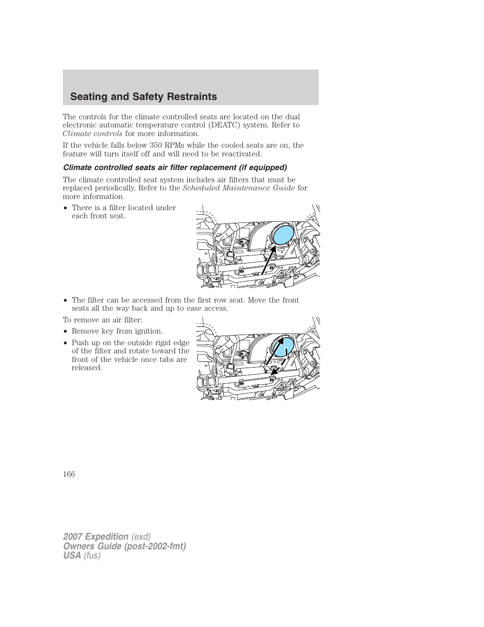 Seating and safety restraints | FORD 2007 Expedition v.2 User Manual | Page 166 / 376