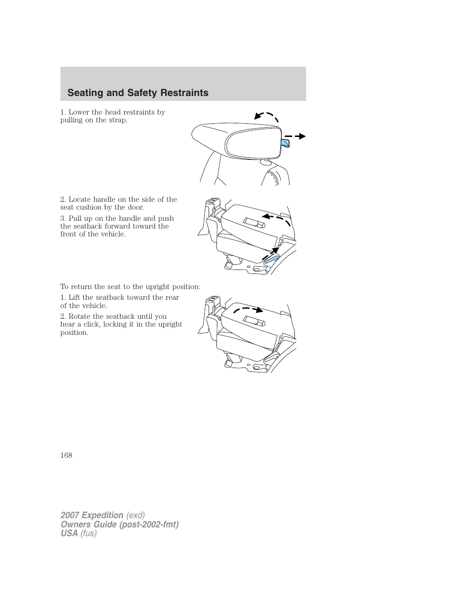 Seating and safety restraints | FORD 2007 Expedition v.2 User Manual | Page 168 / 376