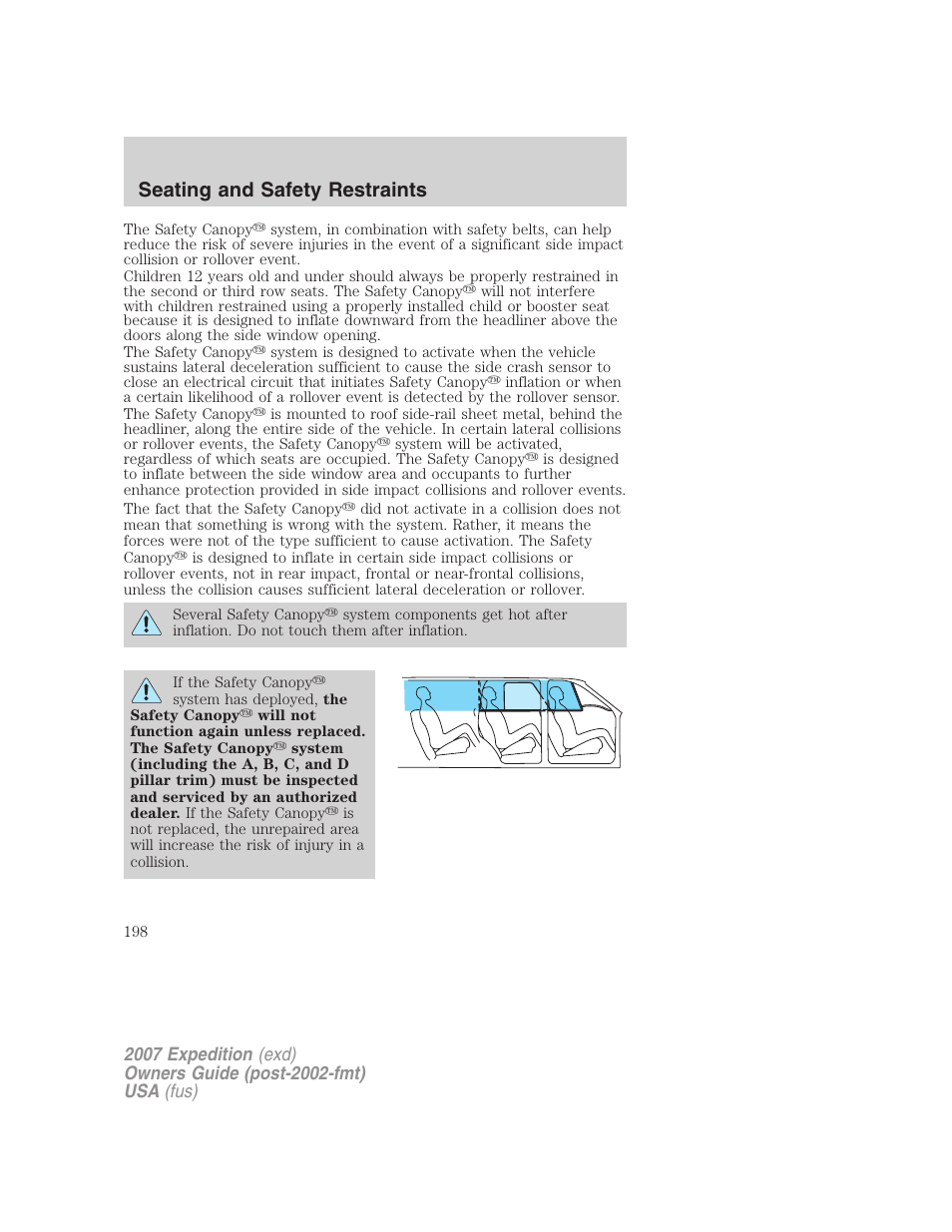 Seating and safety restraints | FORD 2007 Expedition v.2 User Manual | Page 198 / 376