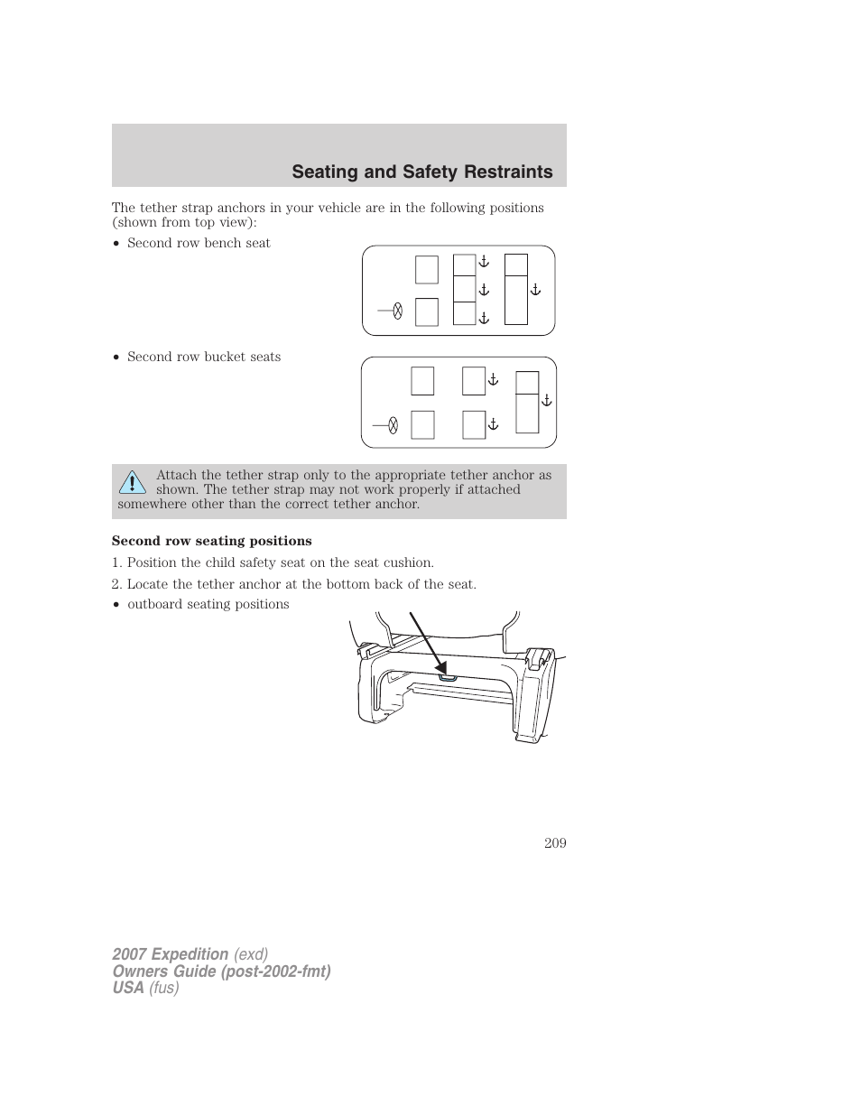 Seating and safety restraints | FORD 2007 Expedition v.2 User Manual | Page 209 / 376