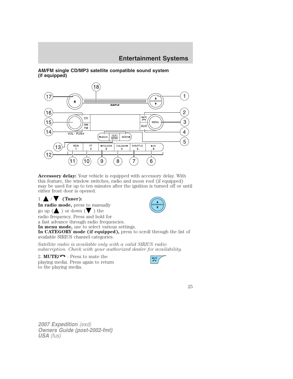 Am/fm stereo with cd, Entertainment systems | FORD 2007 Expedition v.2 User Manual | Page 25 / 376