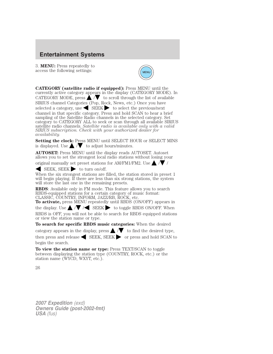 Entertainment systems | FORD 2007 Expedition v.2 User Manual | Page 26 / 376