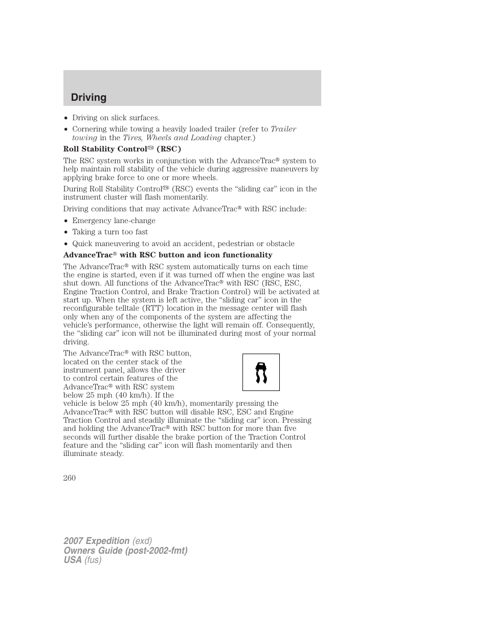 Driving | FORD 2007 Expedition v.2 User Manual | Page 260 / 376