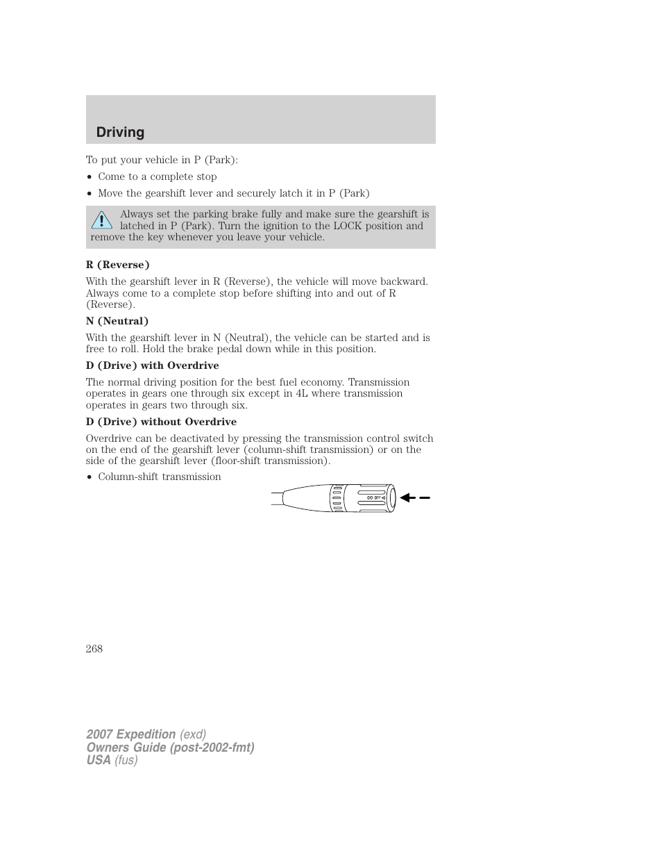 Driving | FORD 2007 Expedition v.2 User Manual | Page 268 / 376