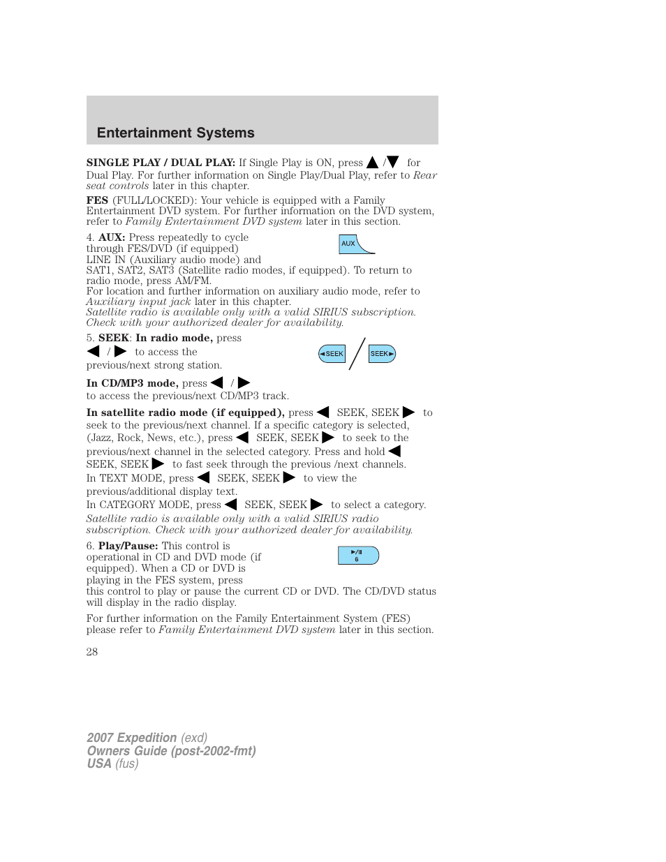 Entertainment systems | FORD 2007 Expedition v.2 User Manual | Page 28 / 376