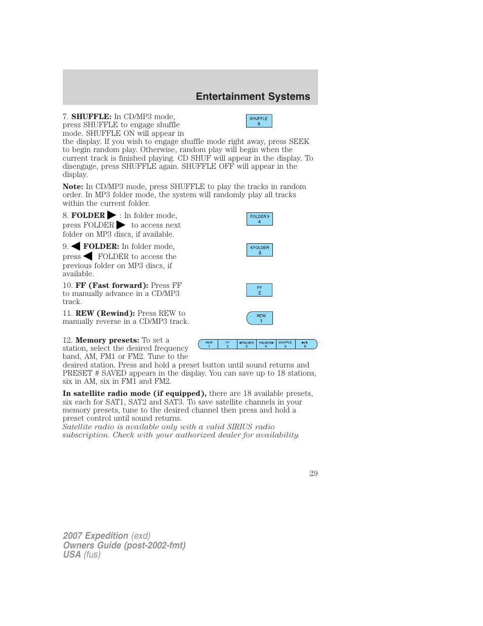 Entertainment systems | FORD 2007 Expedition v.2 User Manual | Page 29 / 376