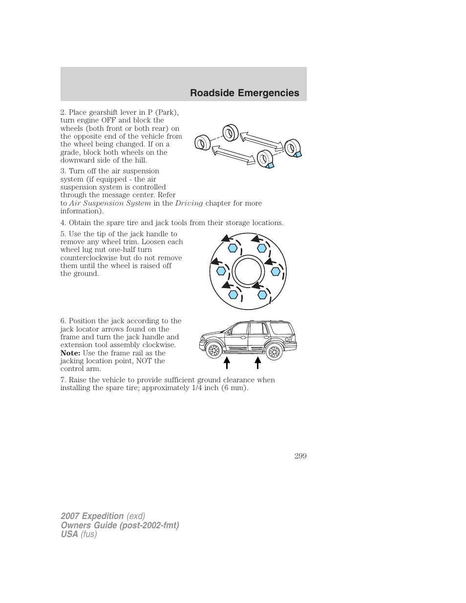 Roadside emergencies | FORD 2007 Expedition v.2 User Manual | Page 299 / 376