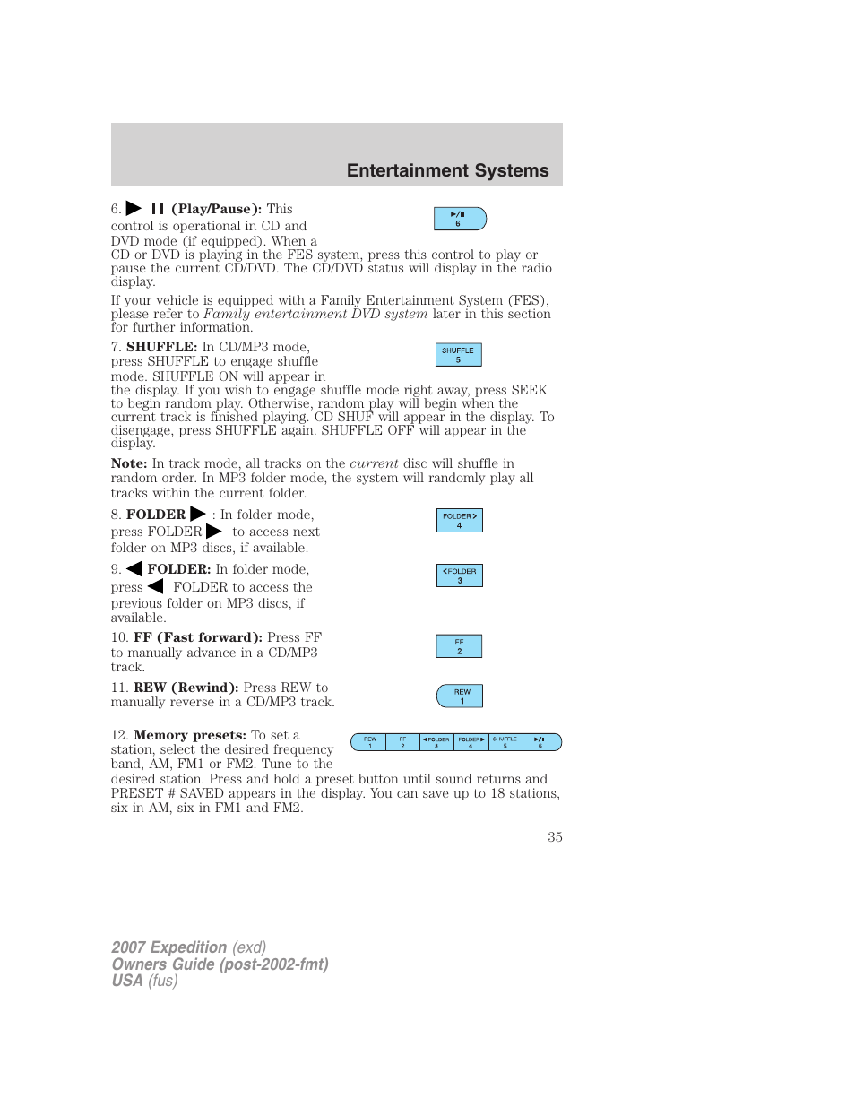 Entertainment systems | FORD 2007 Expedition v.2 User Manual | Page 35 / 376