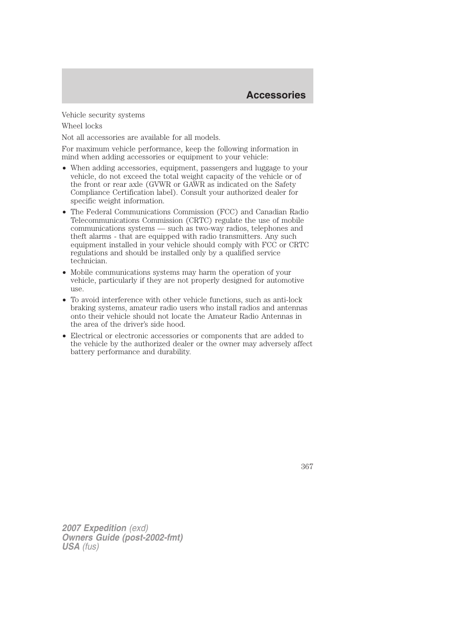 Accessories | FORD 2007 Expedition v.2 User Manual | Page 367 / 376