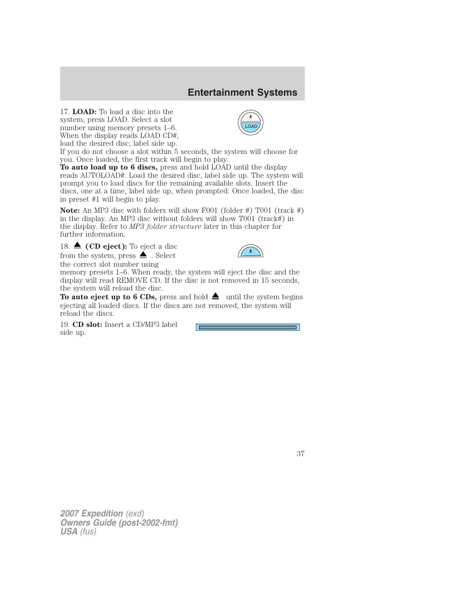 Entertainment systems | FORD 2007 Expedition v.2 User Manual | Page 37 / 376