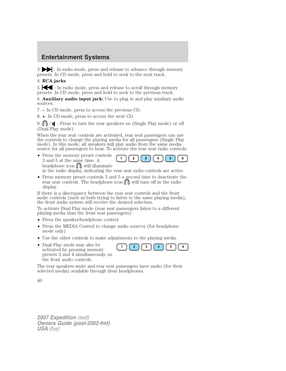 Entertainment systems | FORD 2007 Expedition v.2 User Manual | Page 40 / 376