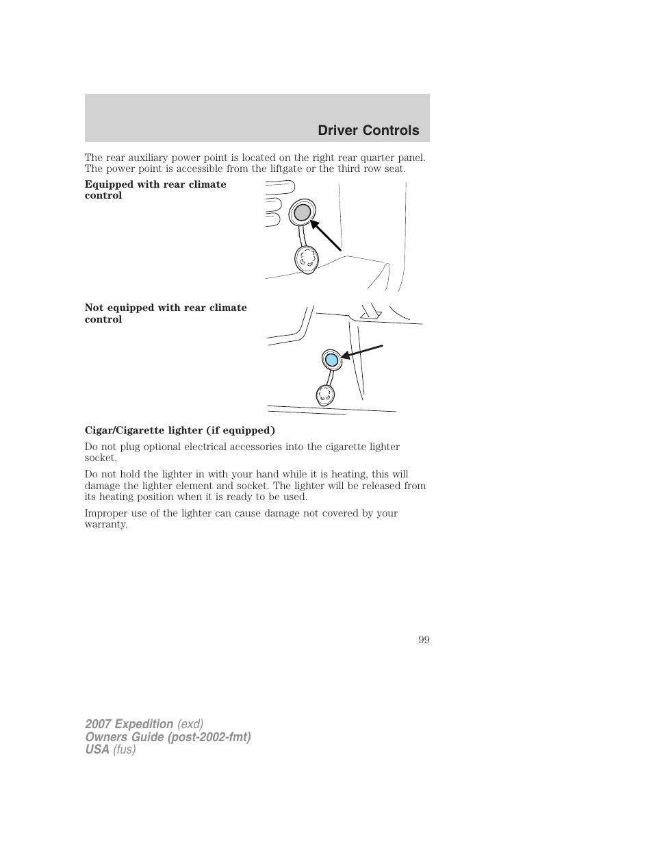 Driver controls | FORD 2007 Expedition v.2 User Manual | Page 99 / 376