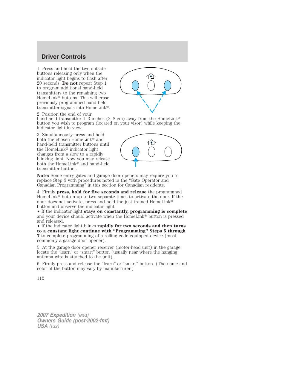 Driver controls | FORD 2007 Expedition v.3 User Manual | Page 112 / 376