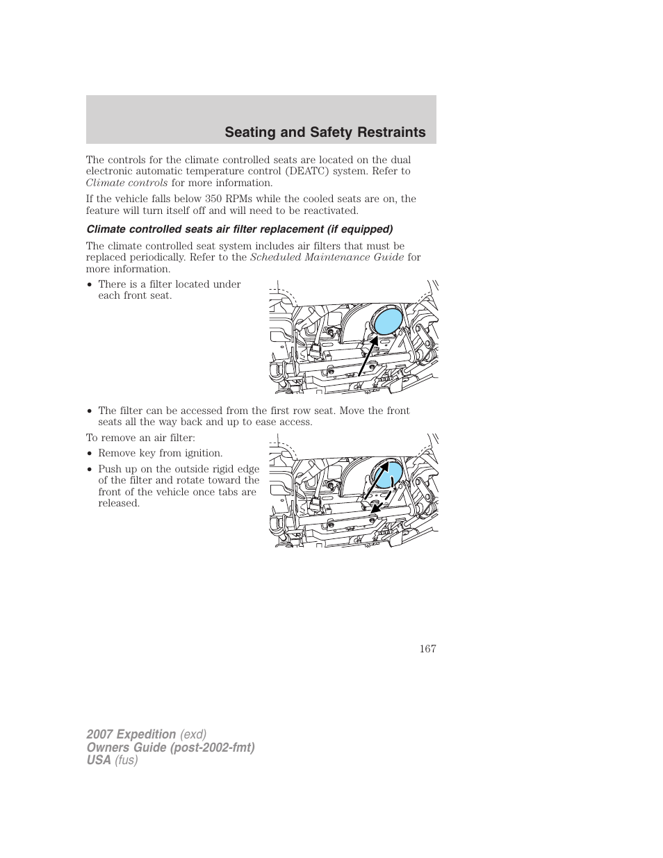 Seating and safety restraints | FORD 2007 Expedition v.3 User Manual | Page 167 / 376