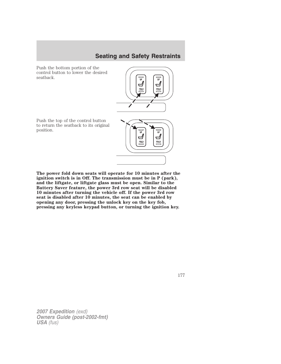 Seating and safety restraints | FORD 2007 Expedition v.3 User Manual | Page 177 / 376