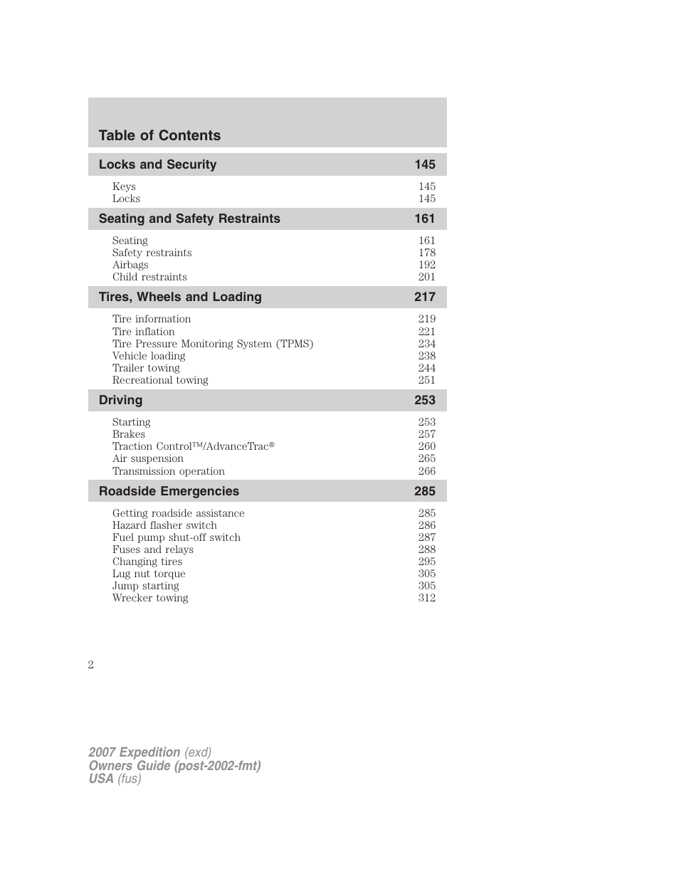 FORD 2007 Expedition v.3 User Manual | Page 2 / 376