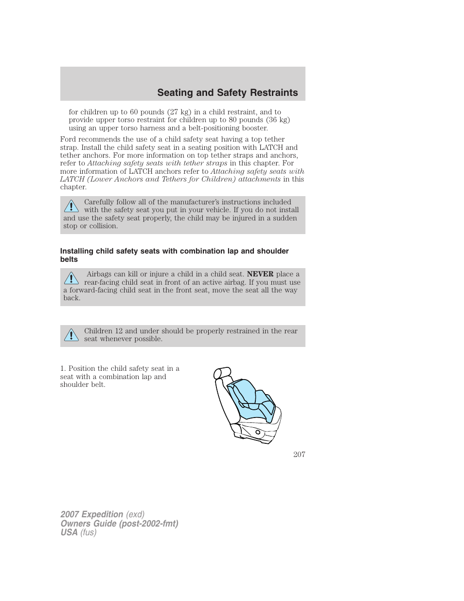 Seating and safety restraints | FORD 2007 Expedition v.3 User Manual | Page 207 / 376