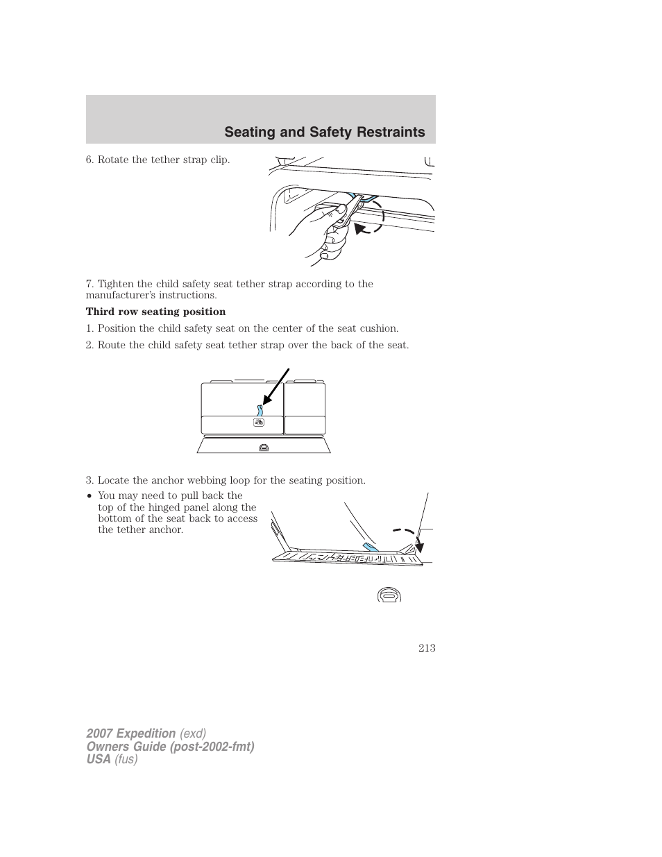 Seating and safety restraints | FORD 2007 Expedition v.3 User Manual | Page 213 / 376