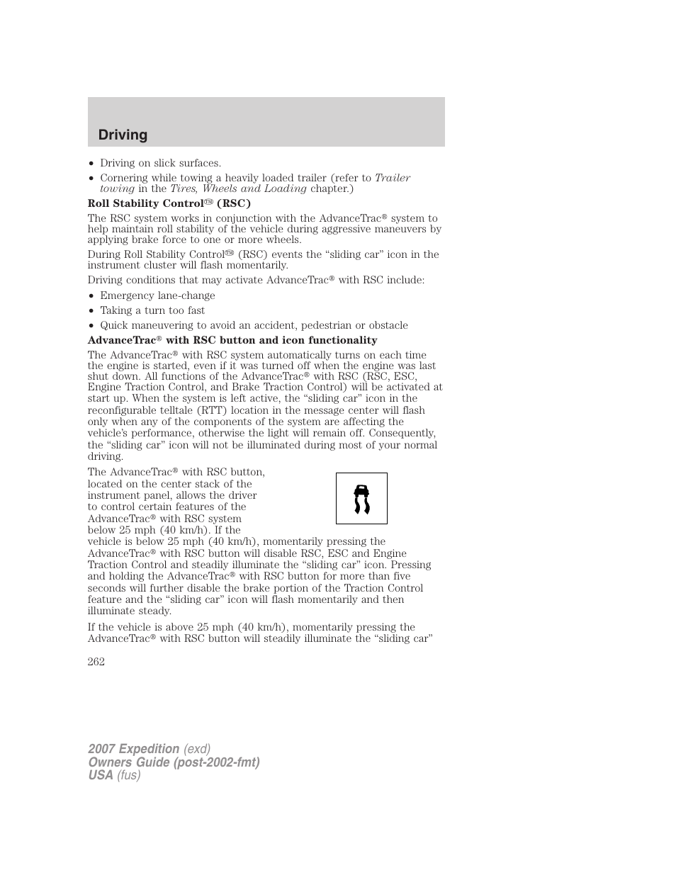 Driving | FORD 2007 Expedition v.3 User Manual | Page 262 / 376