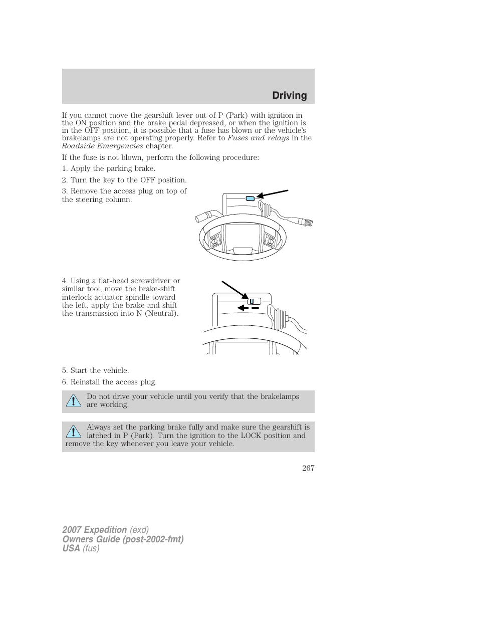 Driving | FORD 2007 Expedition v.3 User Manual | Page 267 / 376