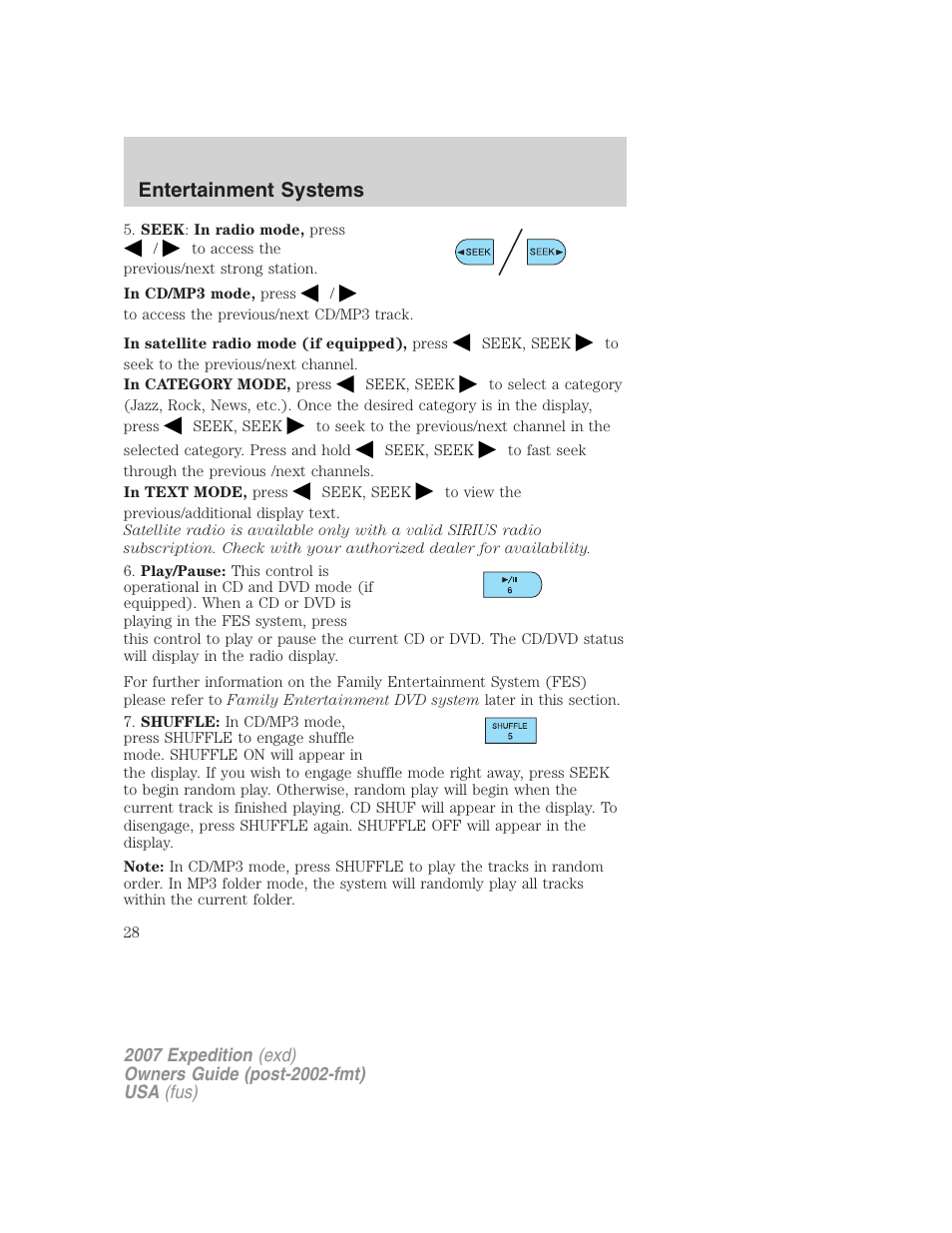 Entertainment systems | FORD 2007 Expedition v.3 User Manual | Page 28 / 376
